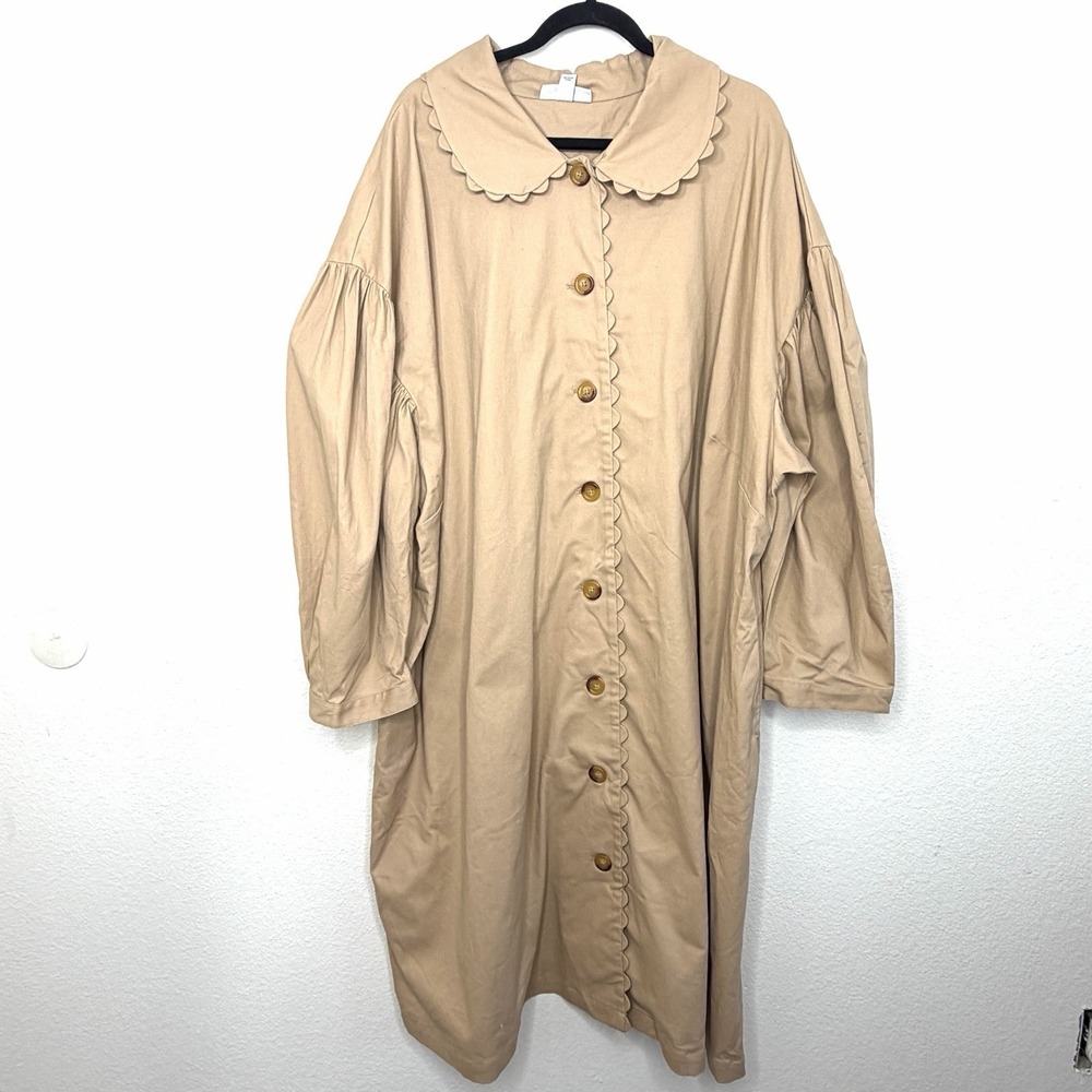 NWT Kika‎ Vargas x Target Beige Scalloped Collar Midi Lightweight Jacket Size 4X - Picture 6 of 14
